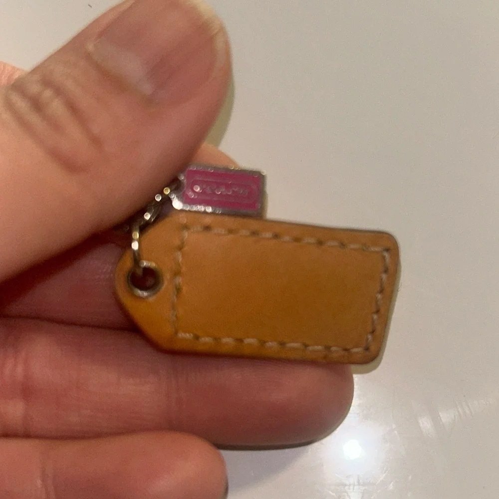 Coach Tan Leather Bag Tag Accessory